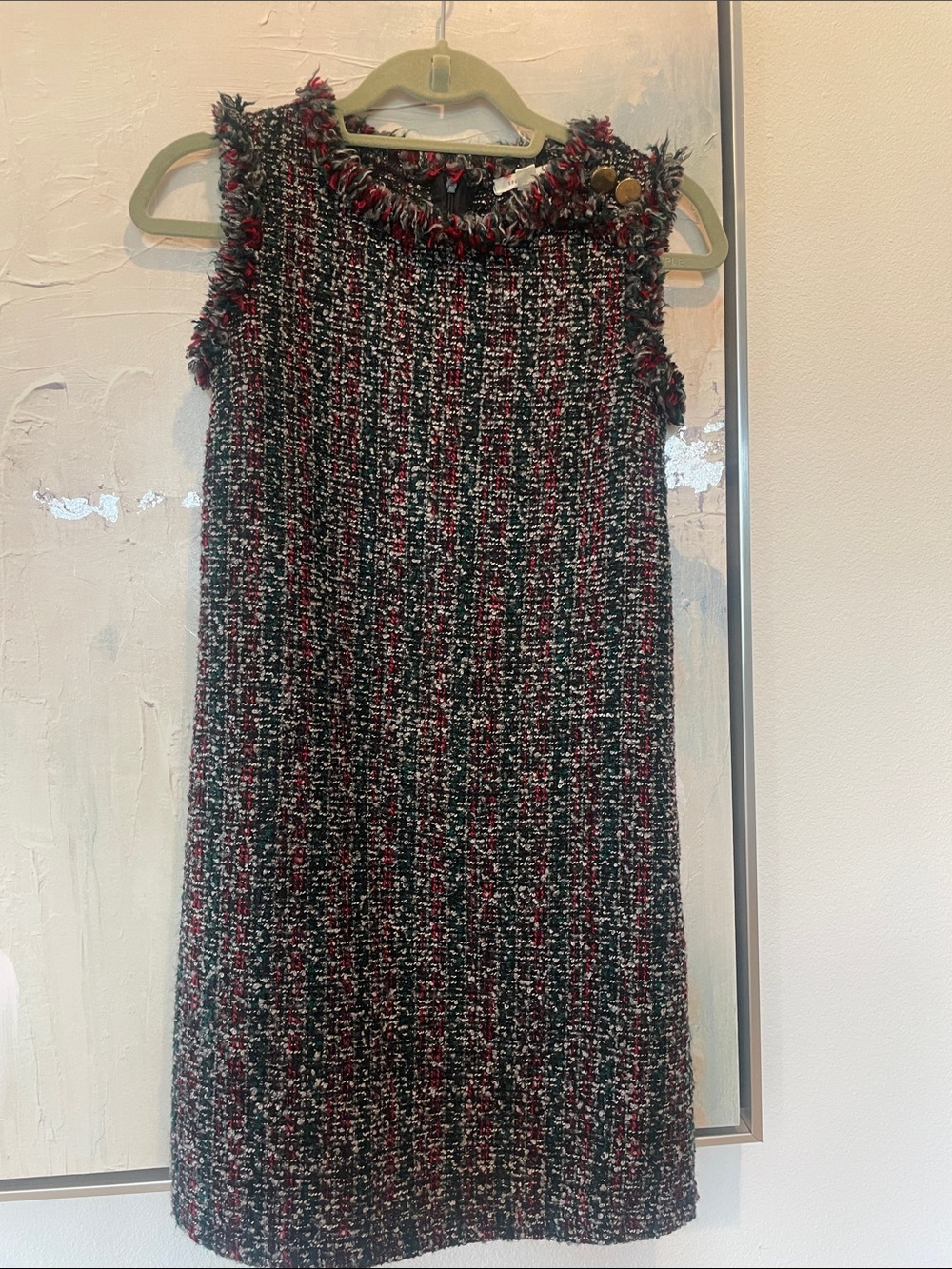 Local European Tweed Midi Dress in Black & Red